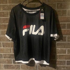 Unisex Fila Black and White Mesh Tee